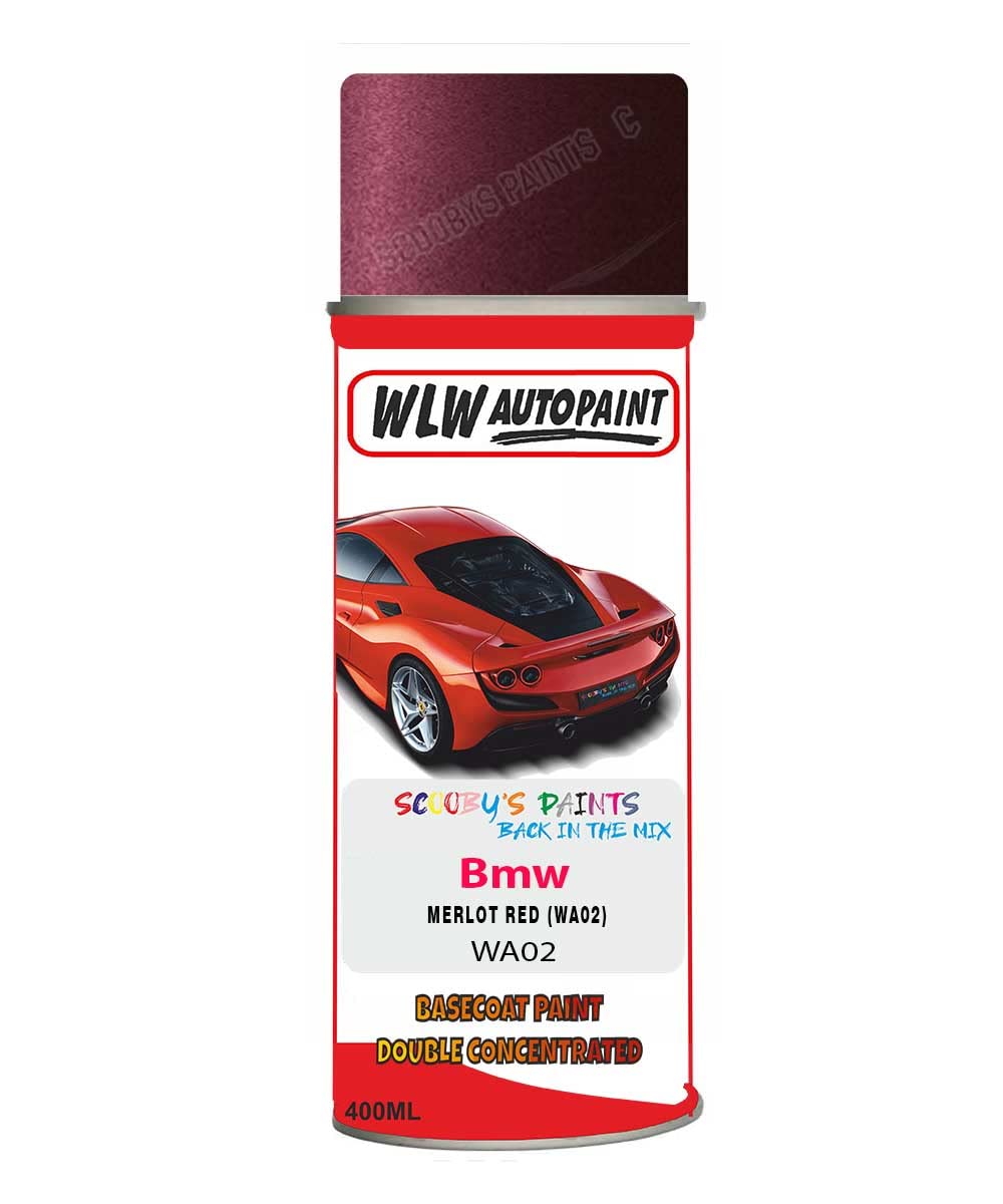 SCOOBYS PAINTS BACK IN THE MIX Basecoat Aerosol Spray Paint For Bmw Z4 Merlot Red 2002-2006 Code Wa02