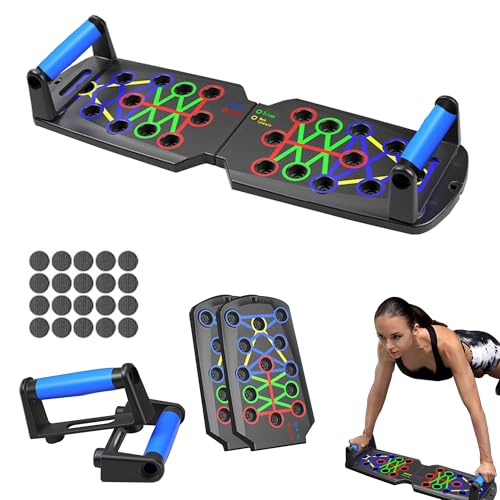 Functional Pushup Stands System Fitness Floor Chest Muscle Exercise Professional Equipment Burn Fat Strength Training Arm Men & Women Solid Push Up Board 28 in 1 Home Workout Equipment Multi