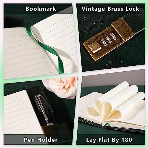 Image of TIEFOSSI B6 Leather Journal Notebook With Combination Lock, Travel Sailor Writing Diary Personal Planner Organizers As Gift For Girls Boys Women, 7.87 X 5.51 In,240 Pages