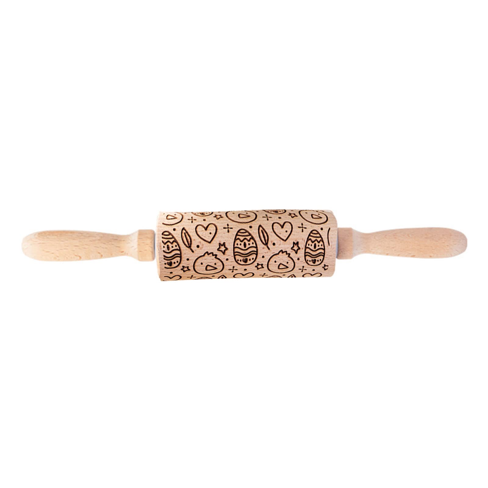 Buxuaaaa Wood Easter Carrot Embossed Rolling Pin Engraved Rolling Stick Pin Baking Dough Roller Baking Accessories Embossing for Cookie Fondant Dough Roller Pastry for Engraved Stick