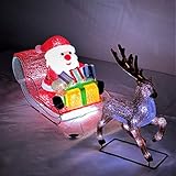 1頭 トナカイとサンタクロース クリスマス モチーフ LED イルミネーション クリスタルブリリアント加工 屋外仕様