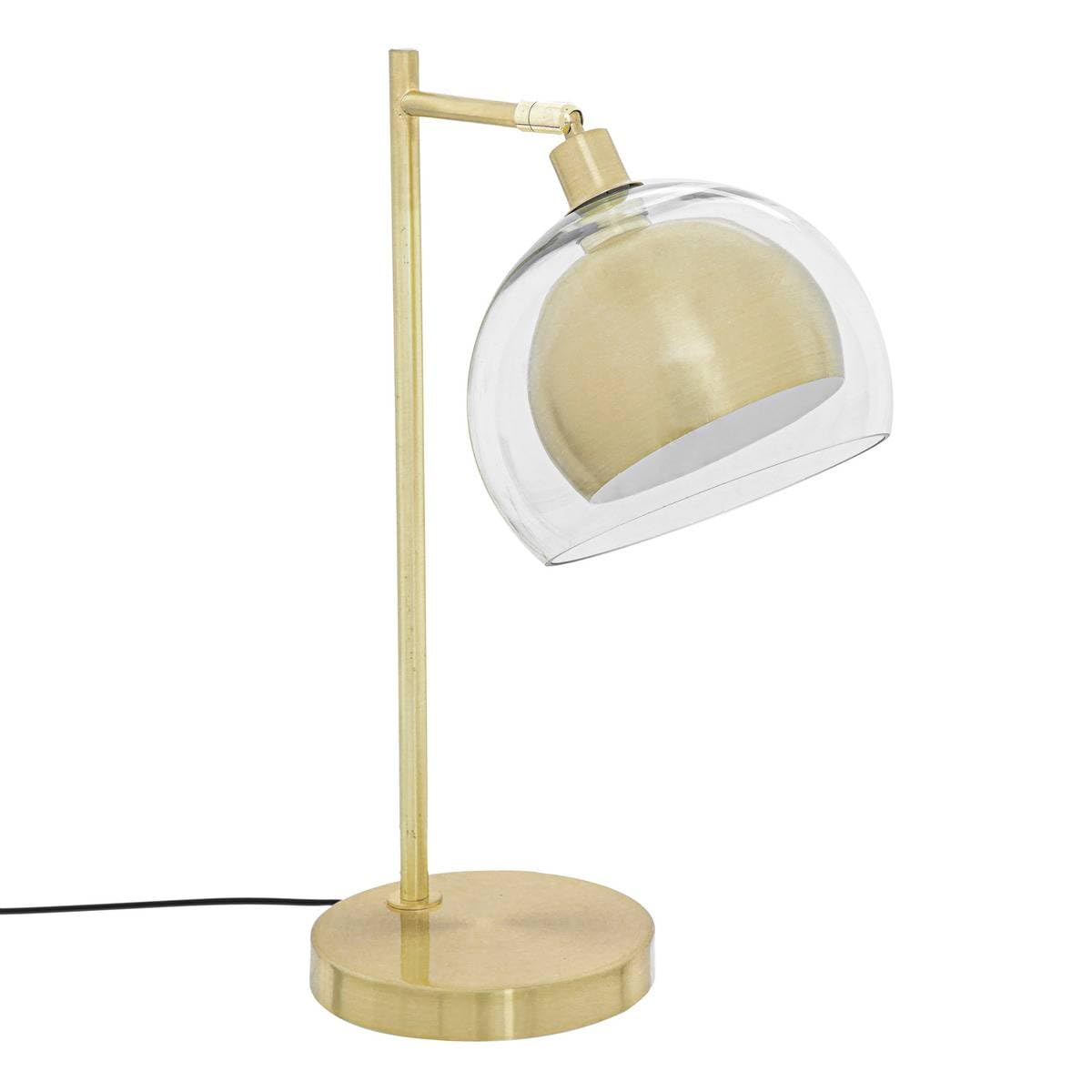 Atmosphera - Lampe à Poser Rivi Doré, H 48 cm, Double Abat-jour en Verre, Tête Orientable - Pour Bureau, Chambre, Salon