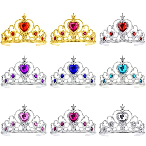 Coroa de princesa para menina, forreen 9 peças tiara de princesa requintado único cristal brilhante criativo interessante princesa tiara para meninas meninos aniversário festa