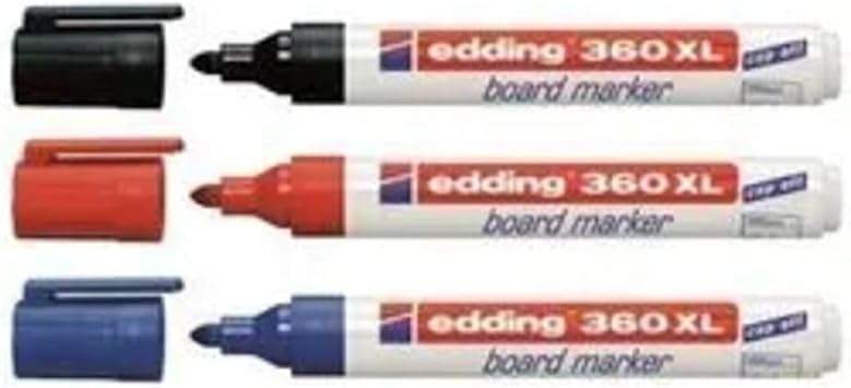 Edding 360 XL Doldurulabilir Tahta Kalemi, 3'lü Set, Kırmızı-Mavi-Siyah