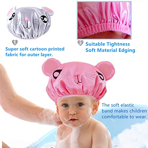 2 Pcs Shower Caps For Kids Shower Caps For Girls Shower Cap Kids Cartoon Waterproof Shower Bath Caps Set Bath Hat For Baby Girls Boys #TOP1