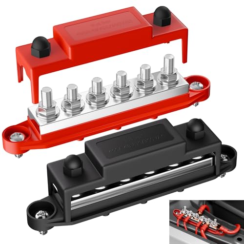 Joinfworld Bus Bar 400A 12V Power Distribution Block 6 x 5/16