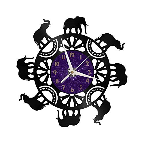 Horloge murale disque vinyle éléphant 12 pouces noire et silencieuse - 2