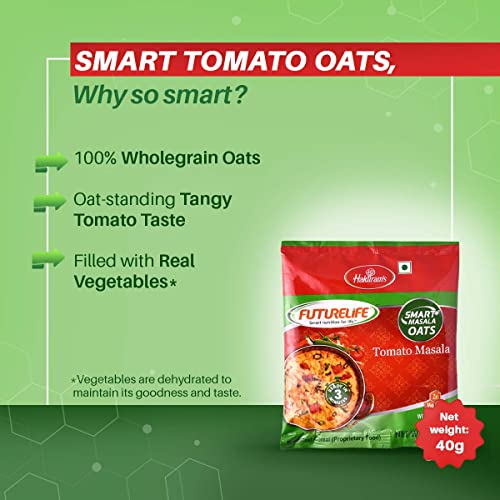 Image of Future Life Smart Tomato Oats | Tasty & Heathy Evening Snack | 100% Whole Grain Oats | Masala Oats | 40 Gms Each - (Pack Of 10)