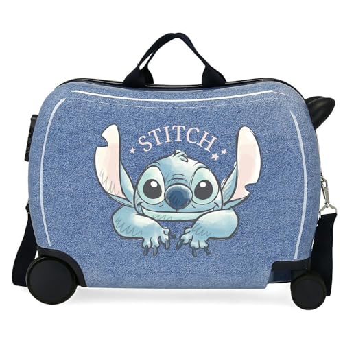 Valise enfant Stitch Disney 50cm bagage cabine rigide bleu 34L à code