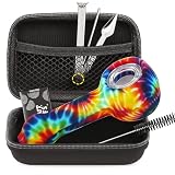 4.07' Multi-Color Tobacco Pipe With Cleaner Tamper Tool Black Bag, 4 inch Pipe Accessories Set, Premium Travel Set - - Color B