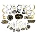 Kristin Paradise 30Ct Happy New Years Eve Hanging Swirl Decorations, 2020 NYE Glitter Gold Black Decor, NY Theme Party Supplies Pack, Eve-Nye Party Favors for Adult, Foil Home Decorating Kit
