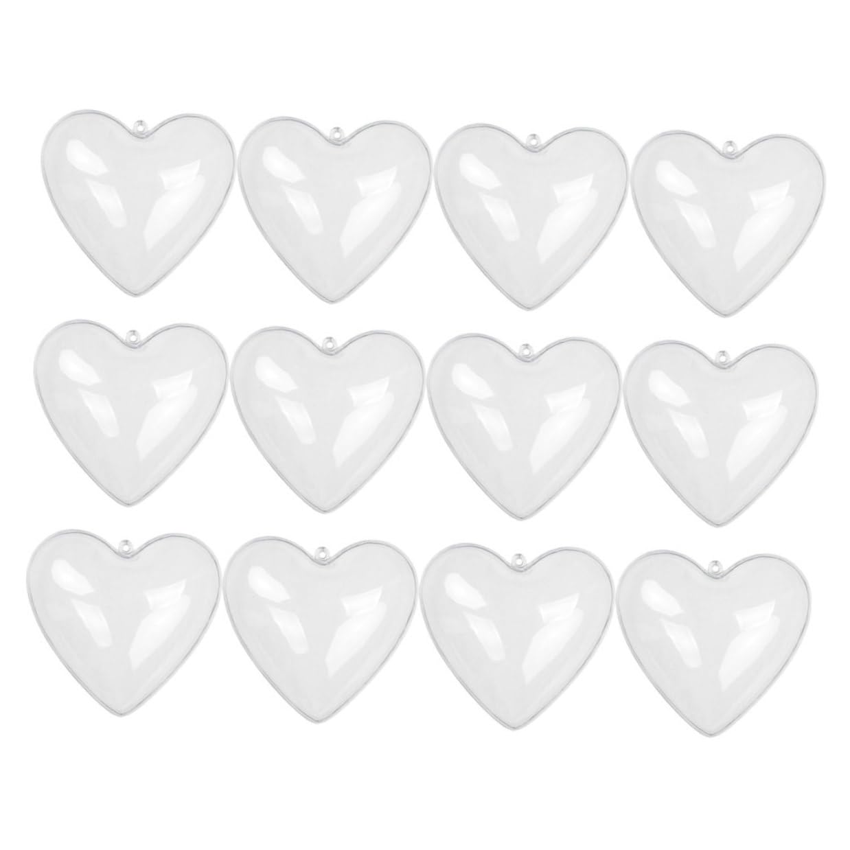 12 boules transparentes de cœur à remplir pour sapin et cheminée