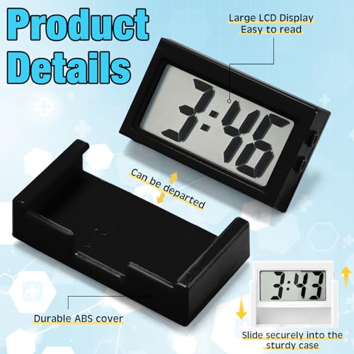 Image of Frienda 36 Pieces Mini Digital Clock Small Digital Clock Stick on Battery Operated Self Adhesive Bracket for Car Dashboard Fridge (Black)