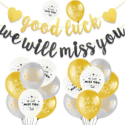 HOWAF Banner We Will Miss You Balloons Retirement Goodbye Balloons for Farewell Events, Golden