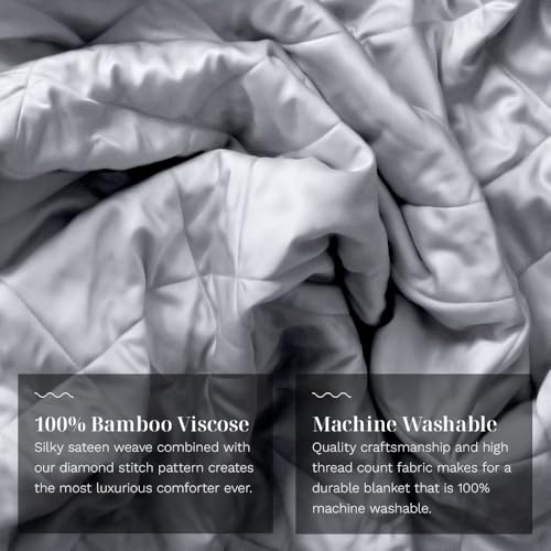 Image of LUXOME Lightweight Blanket | 100% Rayon (Viscose) from Bamboo Fabric & Fill | Full /Queen - 86 inchx92 inch | Super Soft | Thermal-Regulating | Stone
