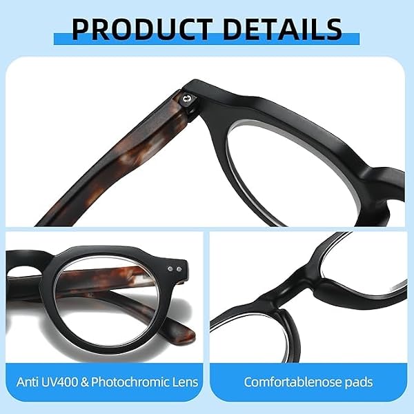 JOLLYNOVA Progressive Multifocal Reading Glasses RT95, No-Line Readers, Multi-Distance Vision, Blue Light Blocking (Progressive & Black, 1.5, Diopters) by JOLLYNOVA - Used condition - Image 7