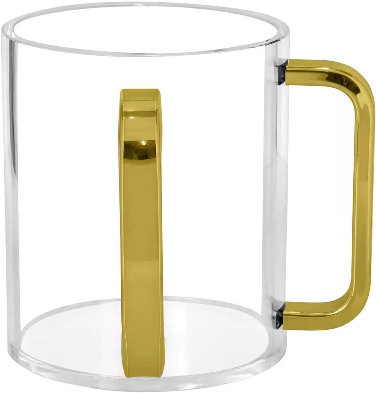 Judaica Handwashing Cup 5 inch Tall, Acrylic Clear Cups with Dual Handles, Lightweight Hand-Washing Cup for Bathroom or Living Room for Jewish Ritual and Netilat Yadayim Use(2Pcs Gold handle)