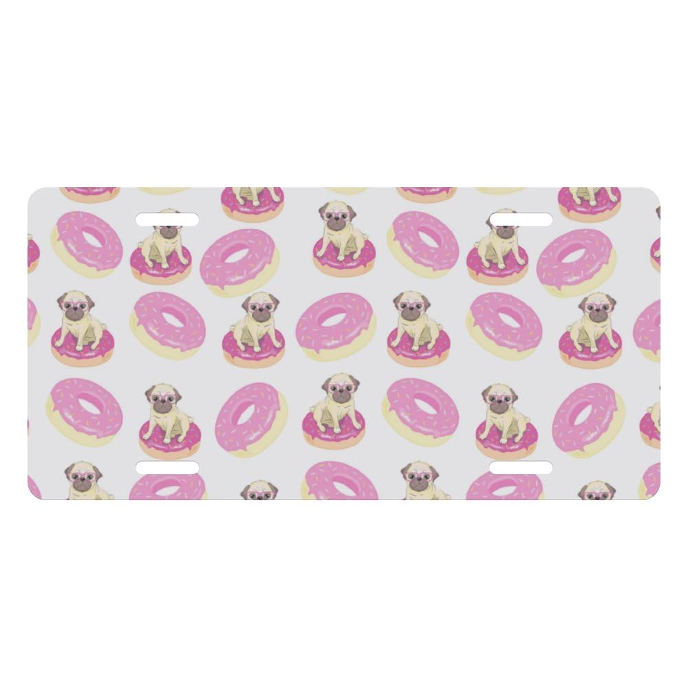 Muishi Funny Pug Donut Decorative License Plate ...