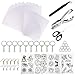 Woohome 52 Pz Kit di Fogli di Plastica Termoretraibile, 19 Pz Foglio Termoretraibili con Perforatore, Portachiavi, Gancio per L'orecchio e Pinzette per Artigianato Creativo