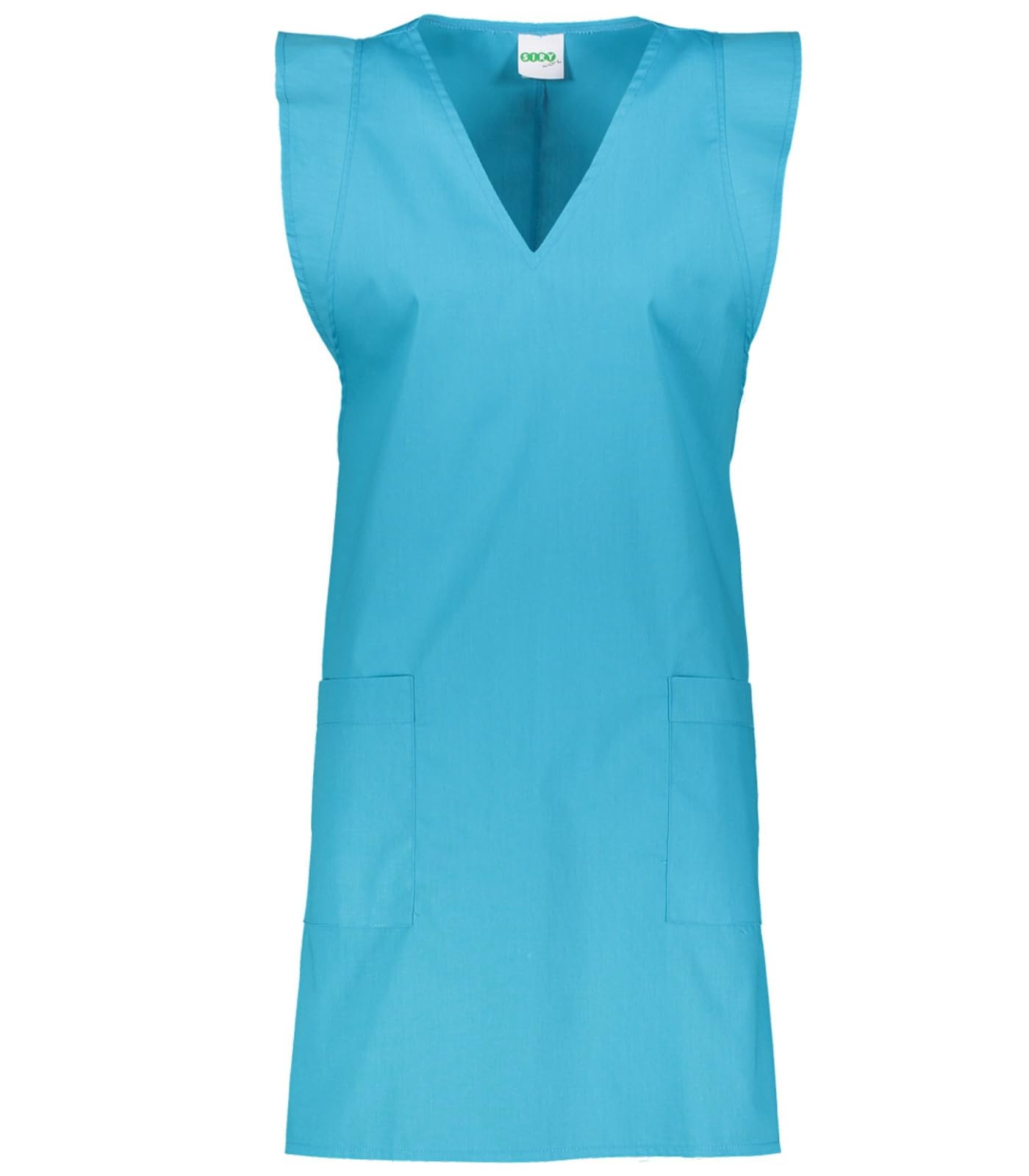 Siry Work Casaca para mujer con cuello en V con dos bolsillos, art. Mariposa 35% algodón 65% poliéster Made in Italy, ideal para esteticistas, peluquerías, camareras, panaderías, limpieza de mujeres