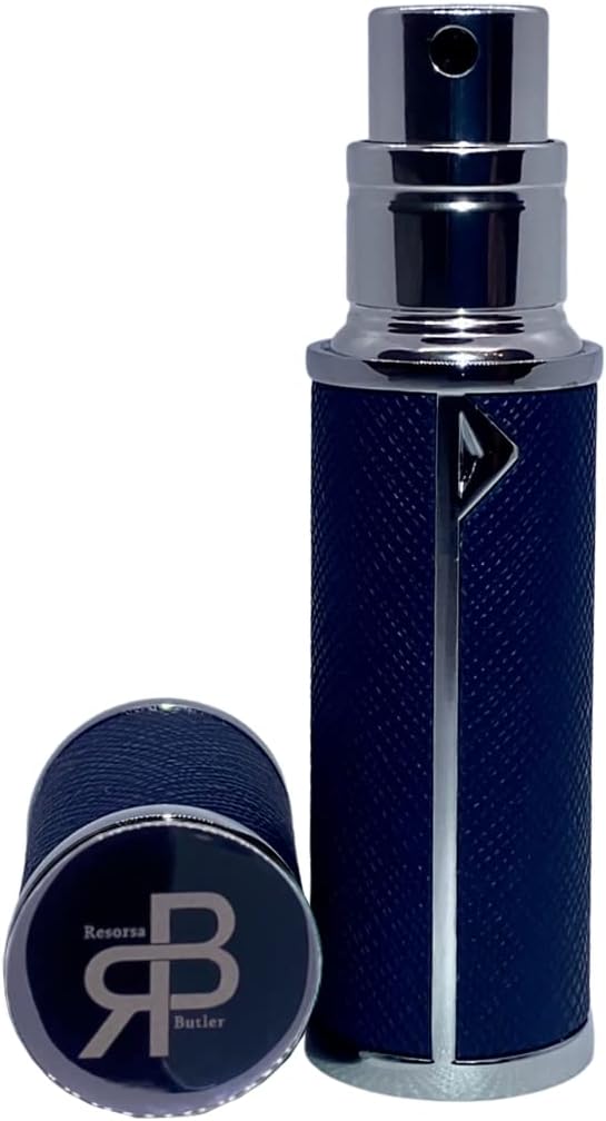 Perfume Atomiser, UK Brand, Refillable & Travel Size Perfume Bottle, Leaking Proof, Bottom Pump, Luxurious Small women and men, 5ml (Navy Blue)