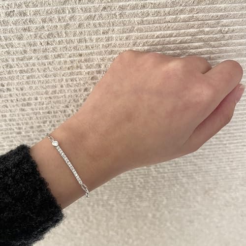 Image of Polar Light Signature Canadian Diamond Charm Bracelet in .925 Sterling Silver - Choice of Rolo or Paperclip Style Chain