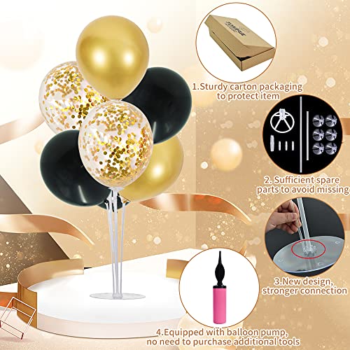 Image of TONIFUL 6 Set Black Gold Balloon Stand Balloon Centerpieces for Table Decor