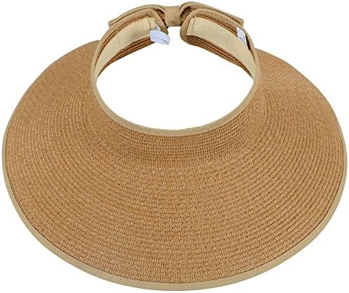 Simplicity Womens Hats Women's UPF 50+ Wide Brim Roll-up Straw Sun Hat Sun Visor Natural