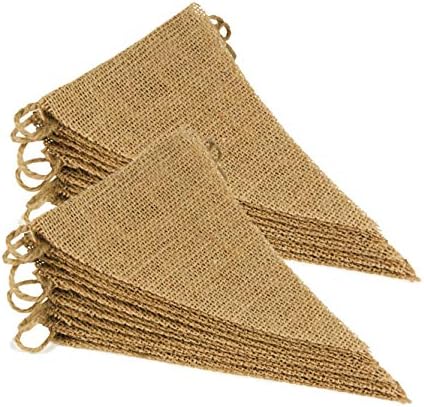 Amazon.com: 24Ft Burlap Banner Burlap Triangle Pennant Flag Linen ...
