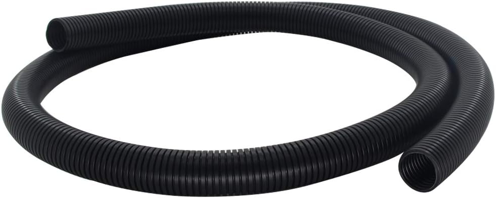 Bettomshin 1Pcs 16.4Ft Length 1.14Inch ID Corrugated Tube, Wire Conduit, Split Flexible Bellows Tube Pipe Polypropylene PP for Cord Management Fixed Black