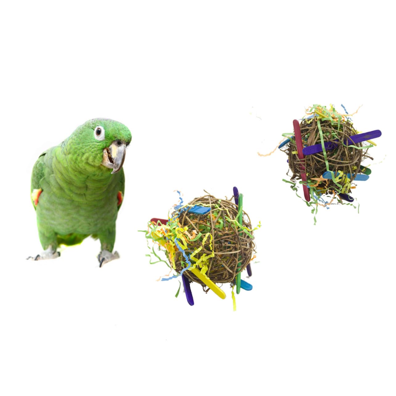FRCOLOR Lot de 9 Jouets en Peluche pour Cages à Oiseaux, perruches, Jouets à mâcher, Jouets pour perruches, Jouets de Morsure d'oiseau, Jouets de Dentition, Bureau en Fil de Papier