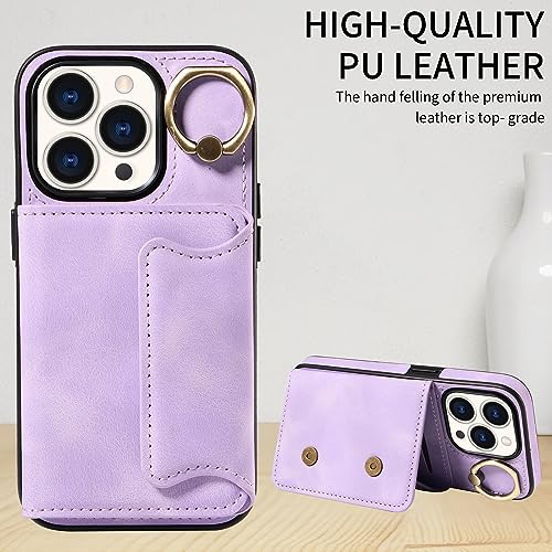 Étui portefeuille iPhone 16 Pro antichoc avec bague de support aimantée