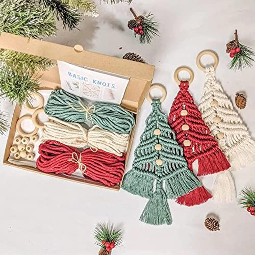 3Pcs Christmas Tree Macrame Kit, Christmas Macrame Woven Tree Diy Kit, Woven Macrame Christmas Trees Diy Wall Hangings, Macrame Kits For Adults #TOP3
