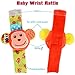 ThinkMax Baby Wrist Rattles, 8 Pcs Soft Animal Wrist Rattles and Foot Finders SockSet - Elephant, Monkey, Piggy and Puppy