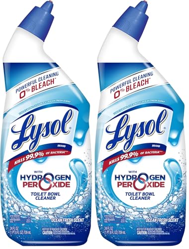 Lysol Toilet Bowl Cleaner Gel, for Cleaning and Disinfecting, Bleach Free, Ocean Fresh Scent, 24oz (Pack of 2)