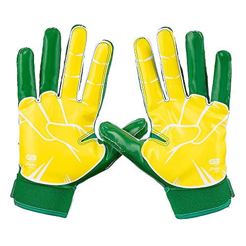Grip Boost Peace Football Gloves Pro Elite - Adult Sizes (Green/Yellow, Small) #TOP1