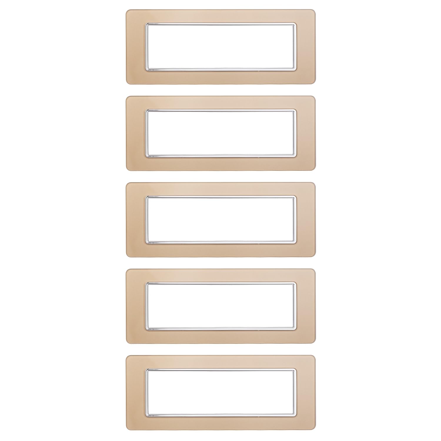 Pack of 5 Glass Plaques, 7 Modules/Places, Gold Colour, Compatible with VIMAR PLANA, ELEGANT AND MODERN DESIGN FOR SWITCHES / SOCKS CIVIL SERIES