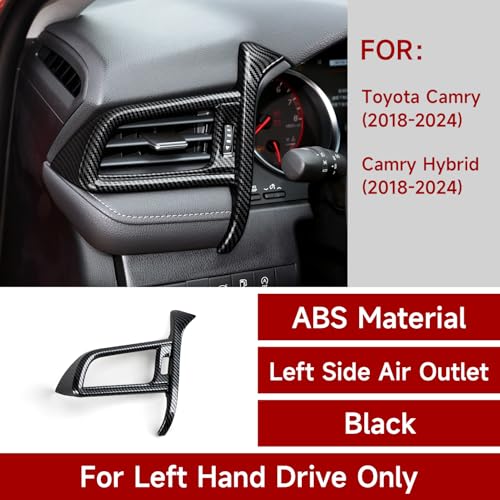 Image of Side Left Air Vent Outlet Cover Trim Frame Decal Carbon Color ABS Sticker Compatible with Toyota Camry XV70 2018 2019 2020 2021 2022 2023 2024 Accessories