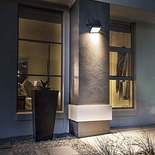 1000 Lumens 48 LED Solar Lights Outdoor Bright JACKYLED Solar Powered Porch Lights with 5500mAh Battery, Wall Mount Auto Dusk to Dawn Security Lighting for Front Door Shed Patio Barn Garage (Black)