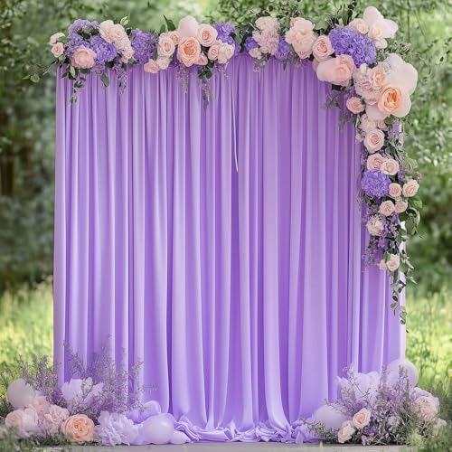 Wokceer Lavender Purple Backdrop Curtain for Parties 10x8FT Photo Backdrop Drapes for Wedding Party Curtain Backdrop for Photoshoot Baby Shower Birthday Photography Background 2 Panels 5x8FT