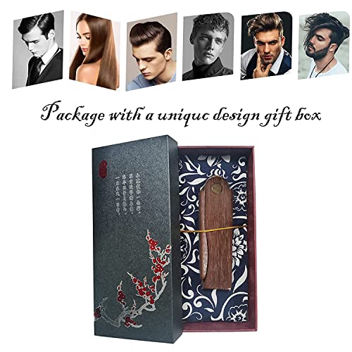 Folding Beard Comb-Fine Tooth Folding Comb For Men Hair,Beard,Mustache Styling,Pocket Sized Sandalwood Horn Beard Comb W/Gift Box For Daily Grooming #TOP2