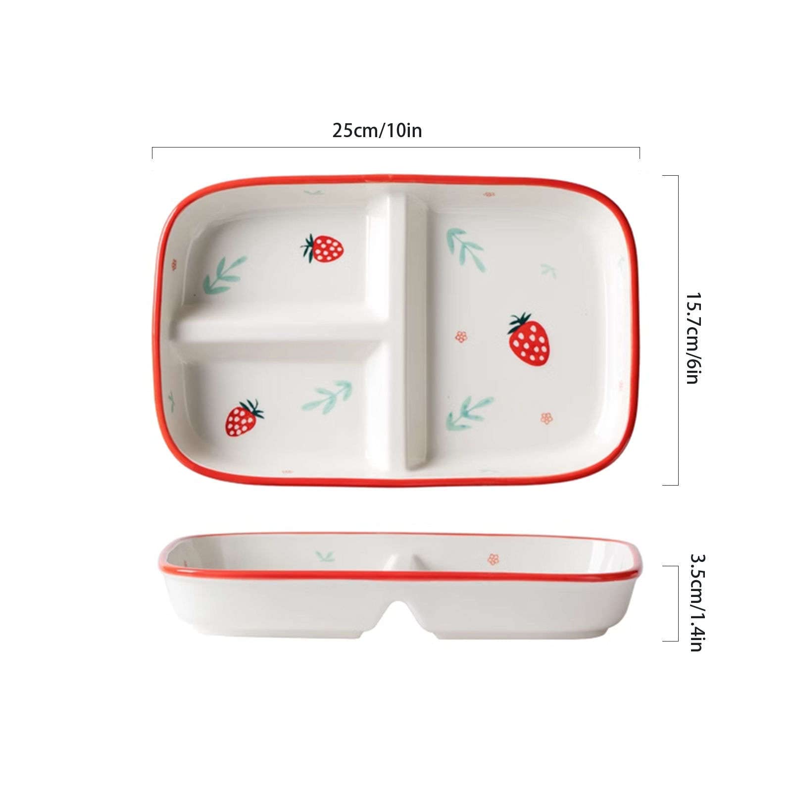 Podzielone talerze obiadowe, talerz kontrolujący dietę, podzielone dla dorosłych, ceramiczny porcje do odchudzania alpaka(Strawberry)