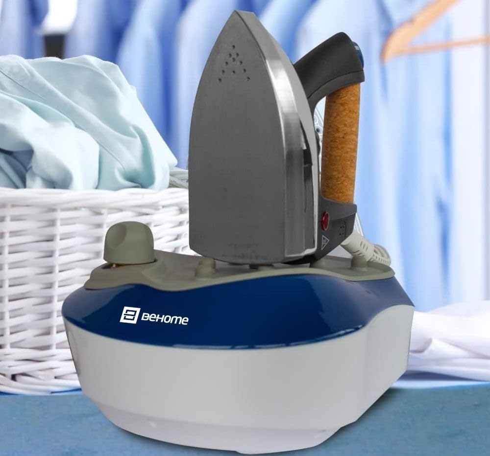 Ferro da Stiro con Caldaia a Pressione Piastra in Alluminio Vapore continuo | Serbatoio 850ml Potenza 2300W | Doppio Tasto di accensione Tappo di Sicurezza Blue