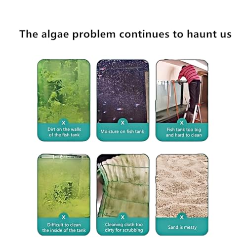 Image of Lominie Algae Scraper for Glass Aquariums, Extends to 25.6 inch Fish Tank Cleaner, Stainless Steel Algae Scraper for Fish Tank with 10 Blades, Aquarium Glass Cleaning Tools, Cleaning Accessories