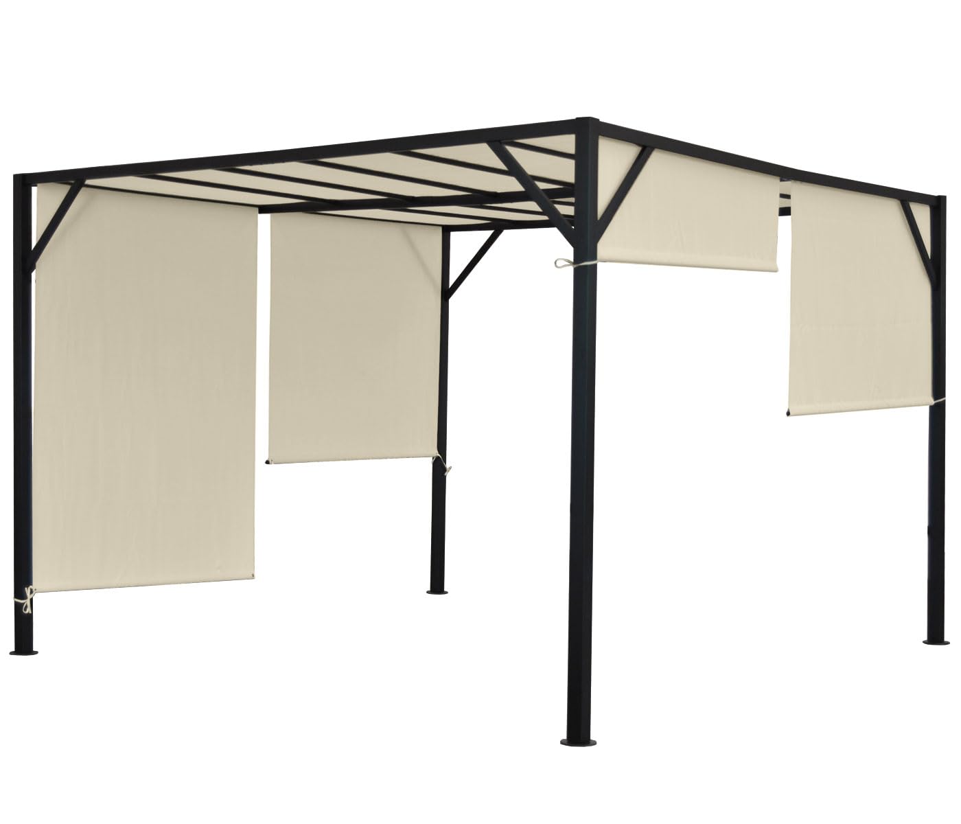 Mendler Pergola Baia-AM, pawilon ogrodowy, zadaszenie tarasu, stabilny stelaż ze stali 6 cm + dach przesuwny, 4 x 4 m