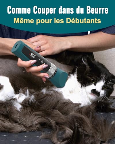 Tondeuse pour chat silencieuse pour poils longs avec écran LCD IPX6