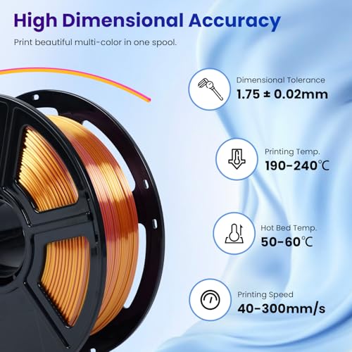 Image of FLASHFORGE Silk Bi-Color PLA Filament 1.75mm, Coextrusion Gold Rose Dual Color Multicolor 3D Printer Filament, Enchanting Silk Finish with 360 Multicolor Shifting Color Effect