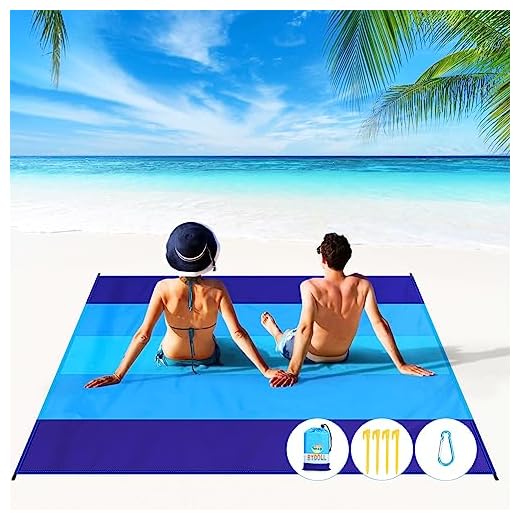 BYDOLL Beach Blanket 78''×81'' 4-7 Adults Oversized Lightweight Waterproof Sandproof Beach Blanket Large Picnic Mat Beach Blanket for Beach Travel Camping Hiking Picnic(78" X 81", Blue-Mixed)