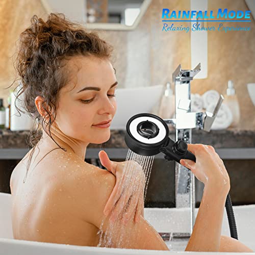 Luxsego Filtered Shower Head With Handheld Spray For Skin And Hair Care, High Pressure Showerheads With Filters For Hard Water, Hydro Jet Showerhead Set Includes Hose, Bracket And Mineral Beads, Black #TOP5