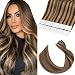 14" 80g Remy Tape in Hair Extensions Human Hair Highlight #4/27 Medium Brown Mix Dark Blonde 40 pcs Long Straight Hair Seamless Skin Weft Invisible Double Sided Tape